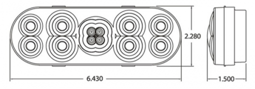 MODEL SL 8200 RED GROMMET OVAL stop, turn & tail LAMP