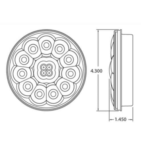 MODEL SL4000 4" ROUND BLUE LED SILVER REFLECTOR INTERIOR & UTILITY LAMP