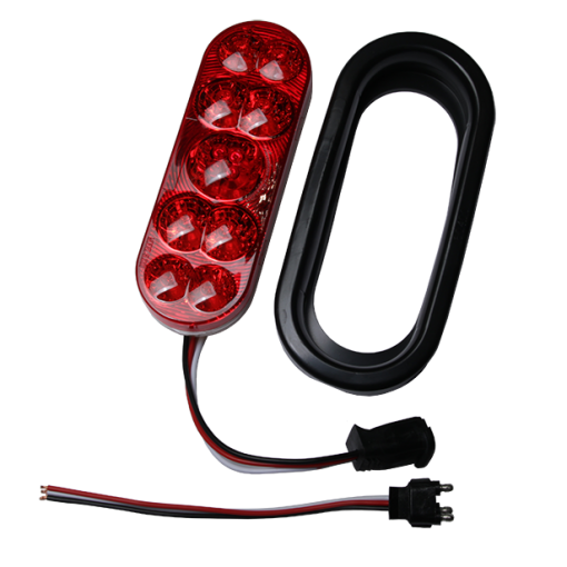 red, black grommet OVAL stop, turn & tail lamp kit